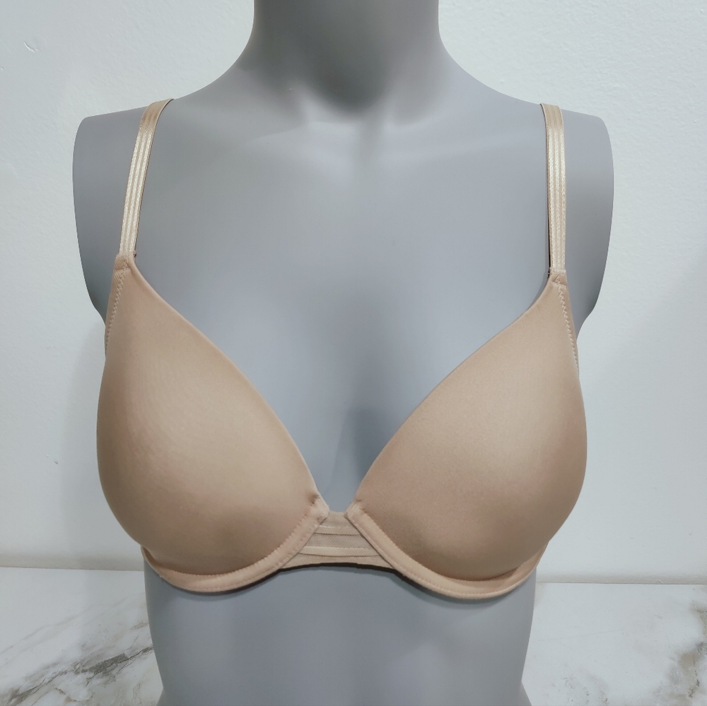 Natori Tan Nude Mesh Detail Molded Cups Lightly Lined T-shirt Bra, 32D